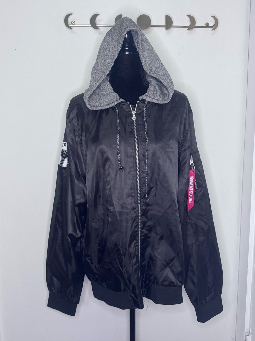 BKC Brooklyn Cloth Black Hooded Bomber Jacket Men’s XL
